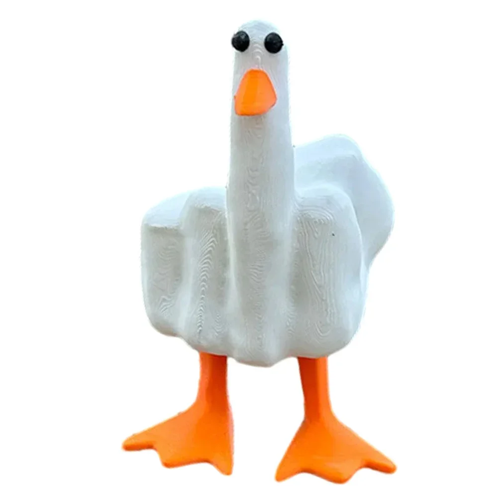 Creative Funny Little Duck Personalized Middle Finger Resin Statue Home Desktop Craft Ornament Garden Sculpture Decor Gift