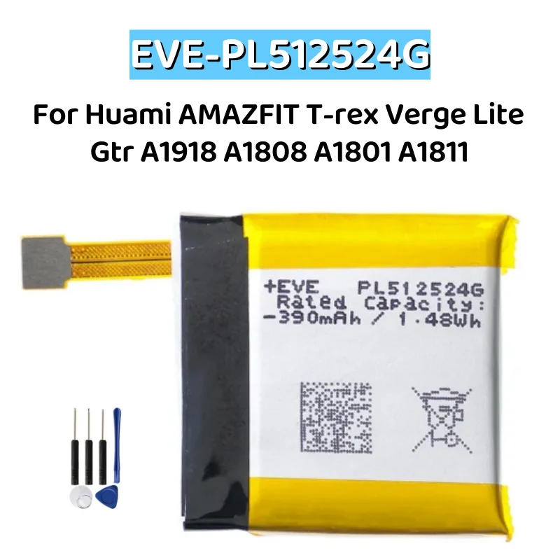 PL512524G PL502524V Battery For Huami AMAZFIT T-rex Verge Lite Gtr A1918 A1808 A1801 A1811 Smart Watch Batterie + Free Tools