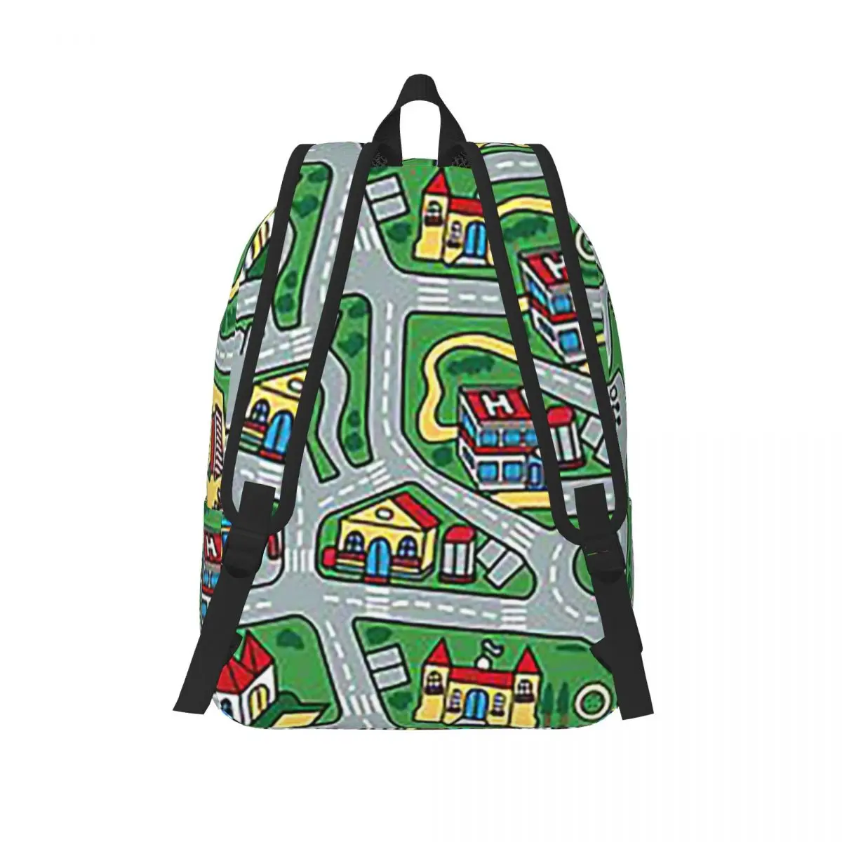 Car City Carpet Road Rug 90s Nostalgic Toy Student Backpack School Bag Hiking Travel Daypack Fashion Bookbag Shoulder Bags