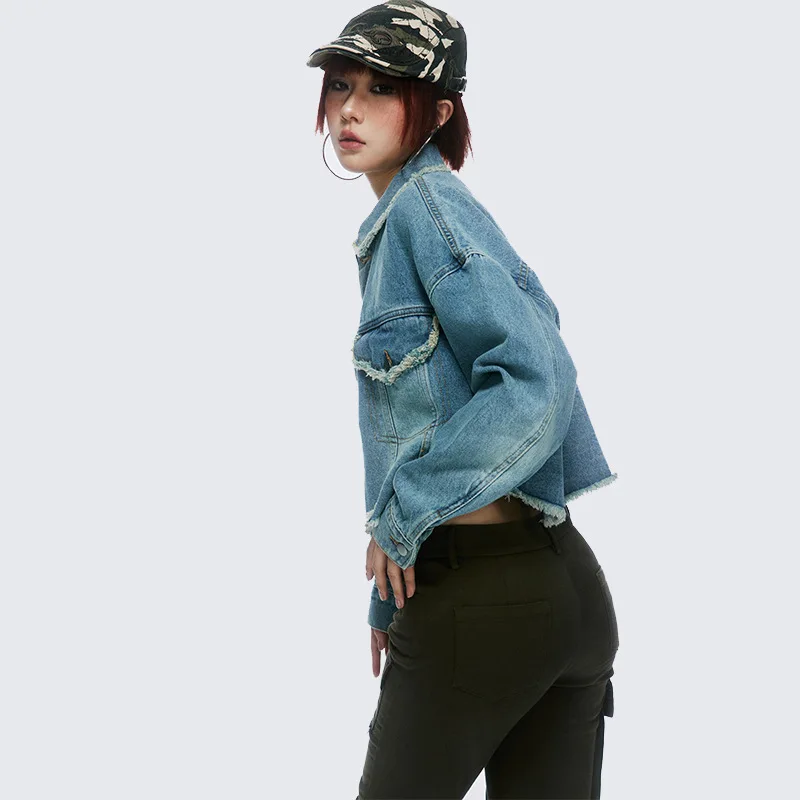 Denim Jacken Frauen High Street Punk Stil Langarm Ausgefranste Europäischen Chic Vintage Frühling Alle-spiel Mode Täglichen Neue ankunft