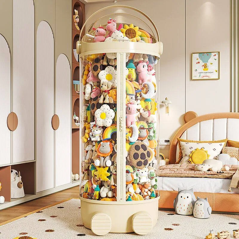 Plush Toy Storage Solution Doll Storage Bucket Transparent Zipper Version High Aesthetic Value Toy Organizer from China