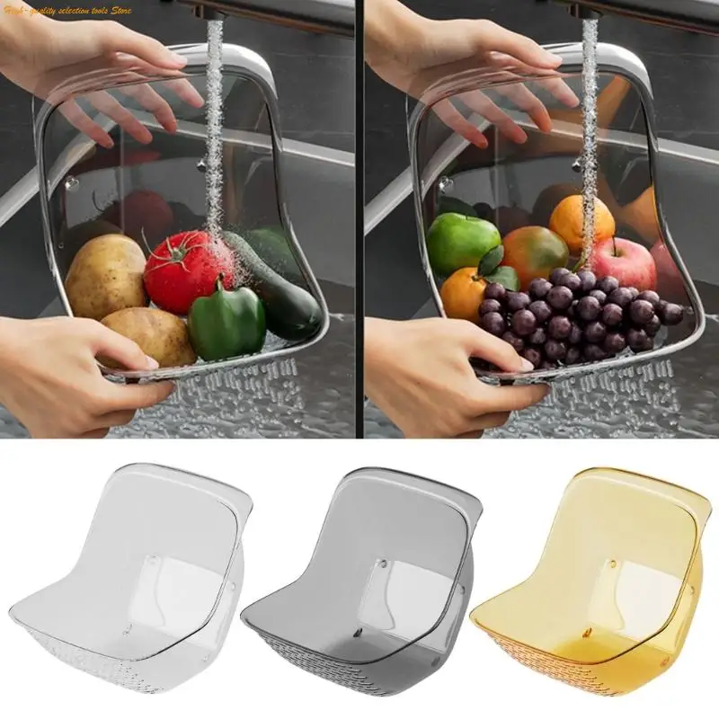 203F Portable Clear Kitchen Strainer Basket Compact Fruit Serving Bowl For Washing Draining Storing Freshness Produce And Rice