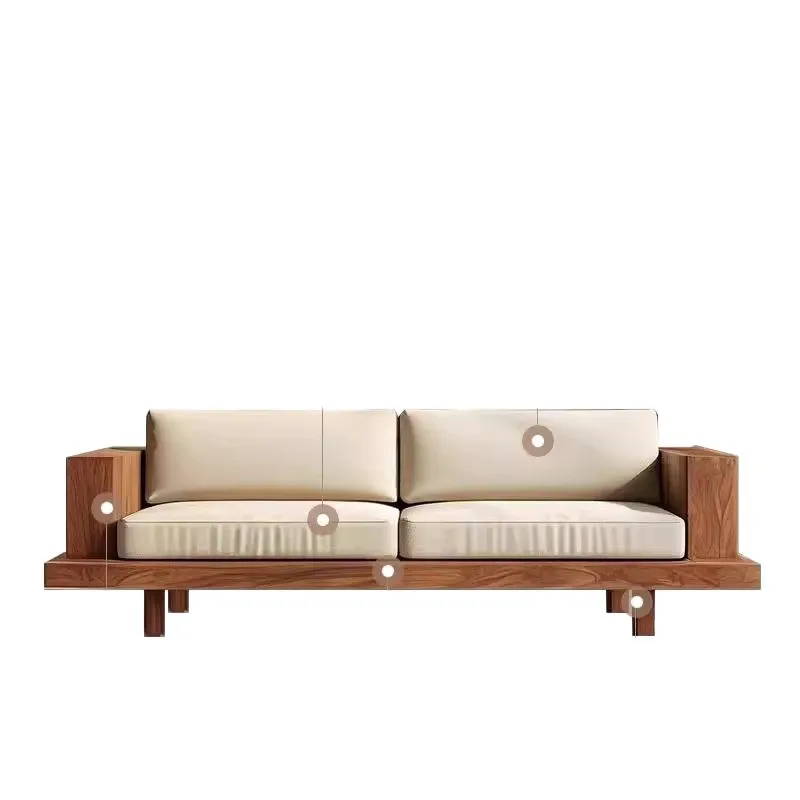 Medieval walnut square solid wood coffee table combination