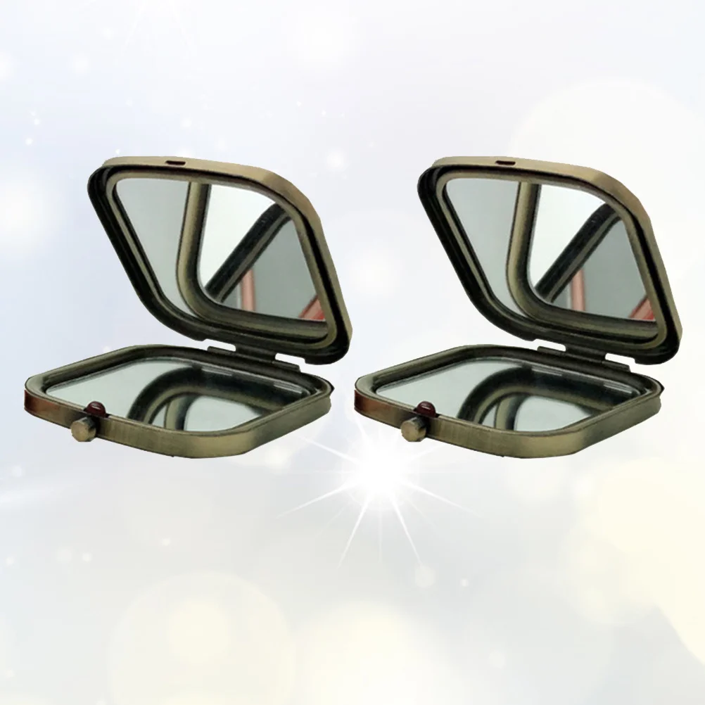 2 Stück quadratischer Make-up-Spiegel, klar, hochauflösend, faltbar, tragbar, kleiner Spiegel für Frauen und Mädchen, Geldbörse, Tasche, kompakt, doppelseitig