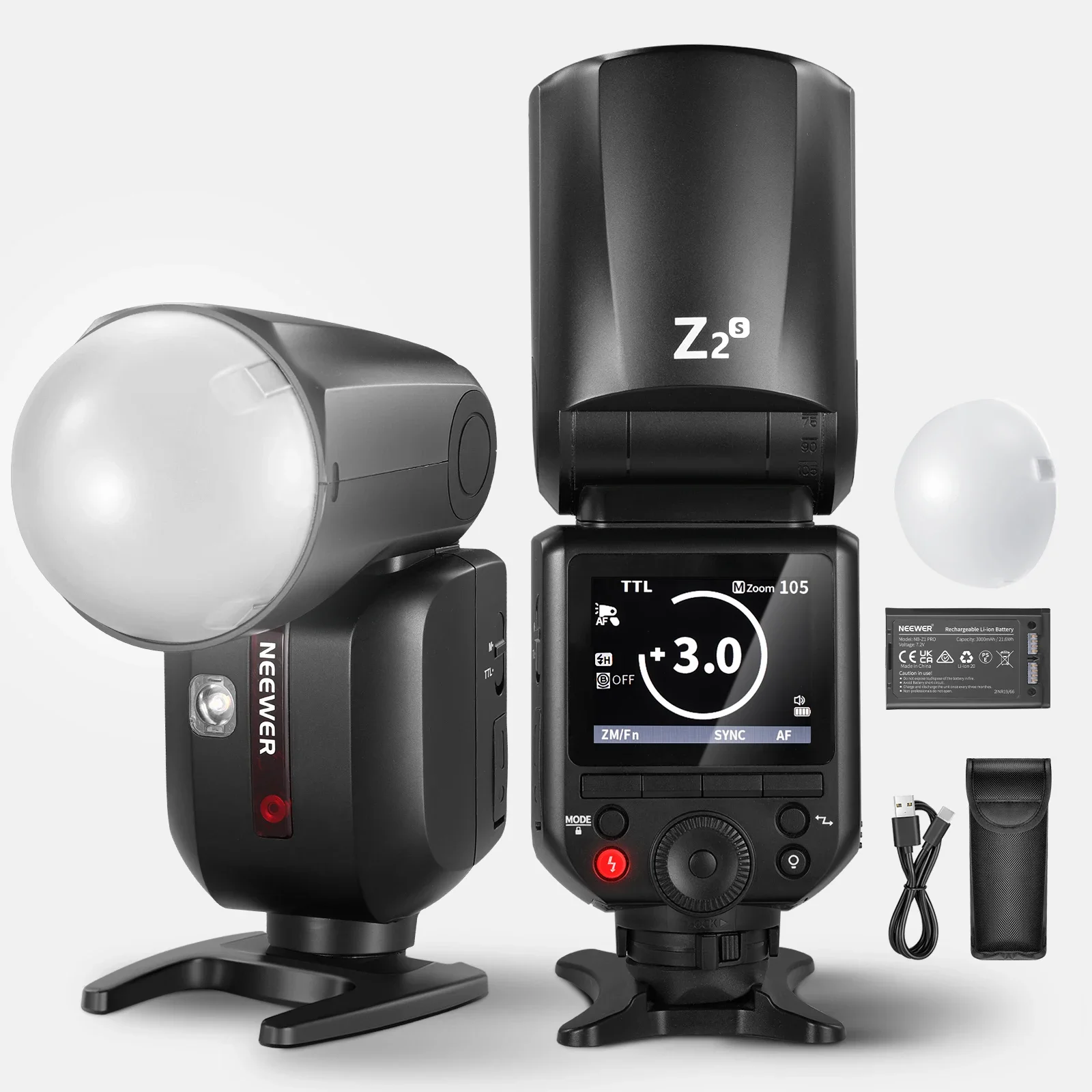NEEWER Z2 2.4G TTL Circular Flash Speedlite Compatible with Sony Nikon Canon Cameras 3000mAh Rechargeable Battery 600 Capacity