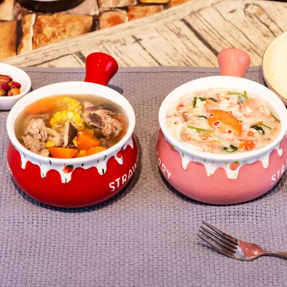 Adorable Tazón de Sopa de Cerámica, Tazón Multifuncional para Hornear y Servir Alimentos, Ideal para Sopa de Cebolla Francesa, Avena, Ramen, Ensalada, Uso Diario