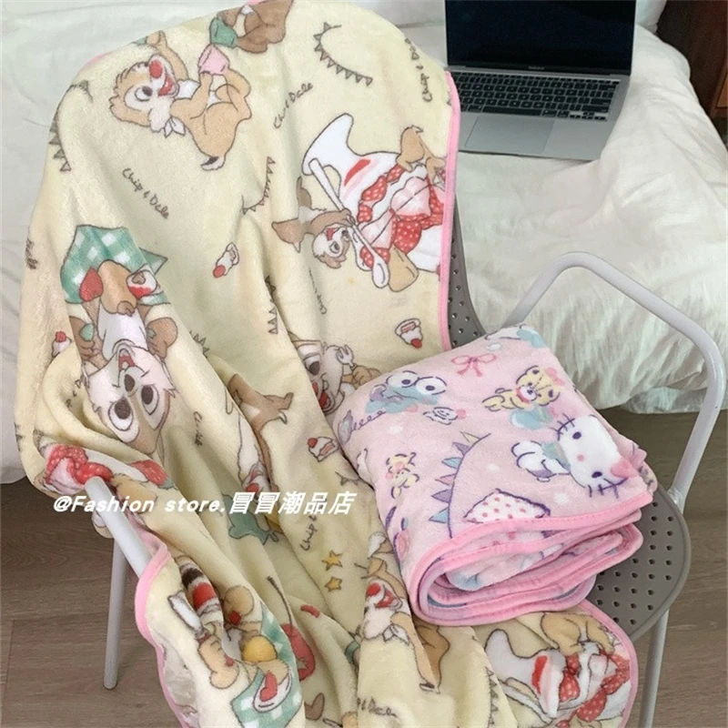 Styl japoński koc z nadrukiem Kuromi moja melodia ciepły koc uroczy Anime flanelowy koc poszewka koc chłodzący dziewczynę