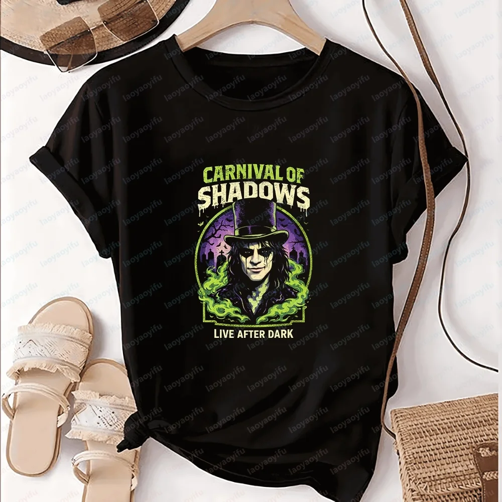 Retro Alice Cooper Printed T-shirt, Casual Short-sleeved Shirt Suitable for Both Men and Women, Comfortable T-shirt - view 5