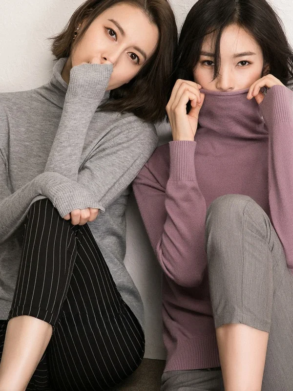 

Осень-зима женский высокий шерстяной свитер универсальный массивный вязаный облегающий базовый слой для поездок на работу Sle обычный све длинная длина