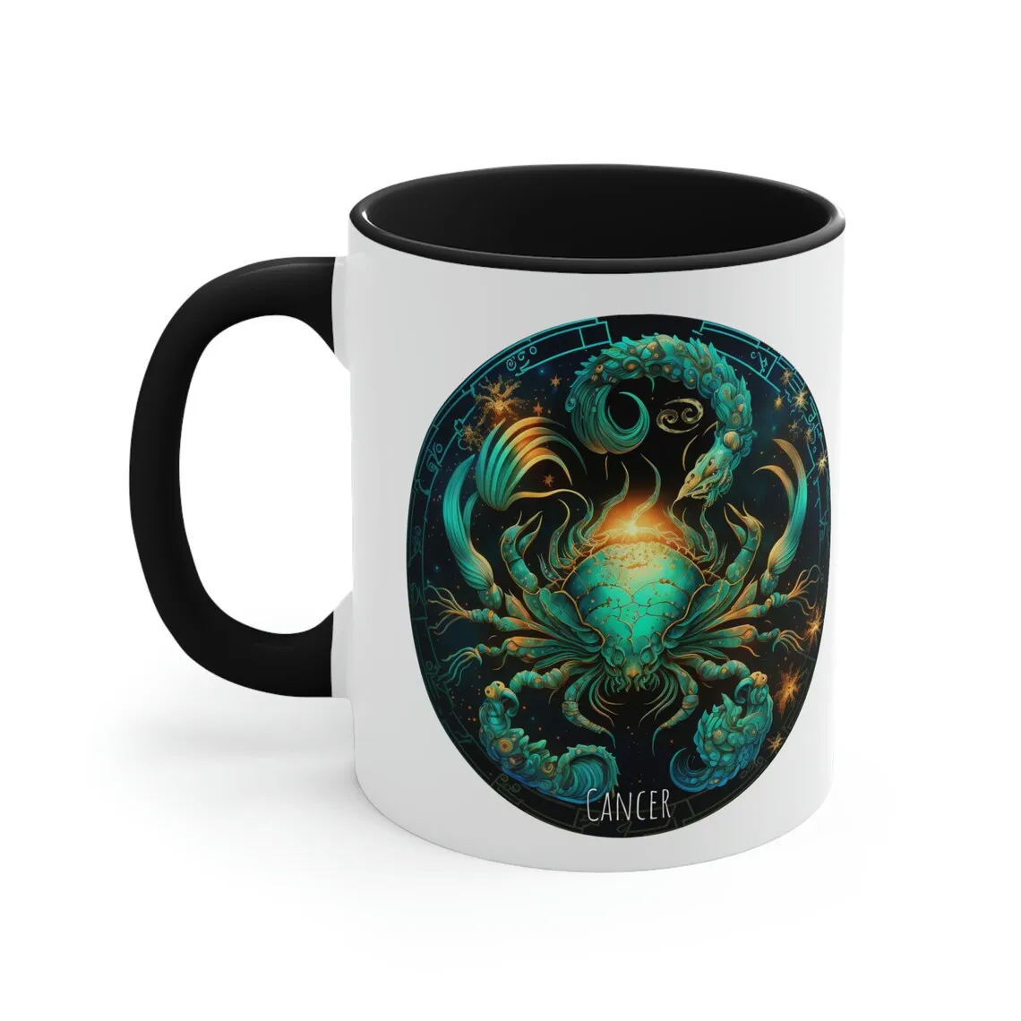 Zodiac Sign Coffee Mug, Ancient Greek Zodiac Constellation Black Accent Mug, Astrology Color Mug Friends Birthday Gift Mug