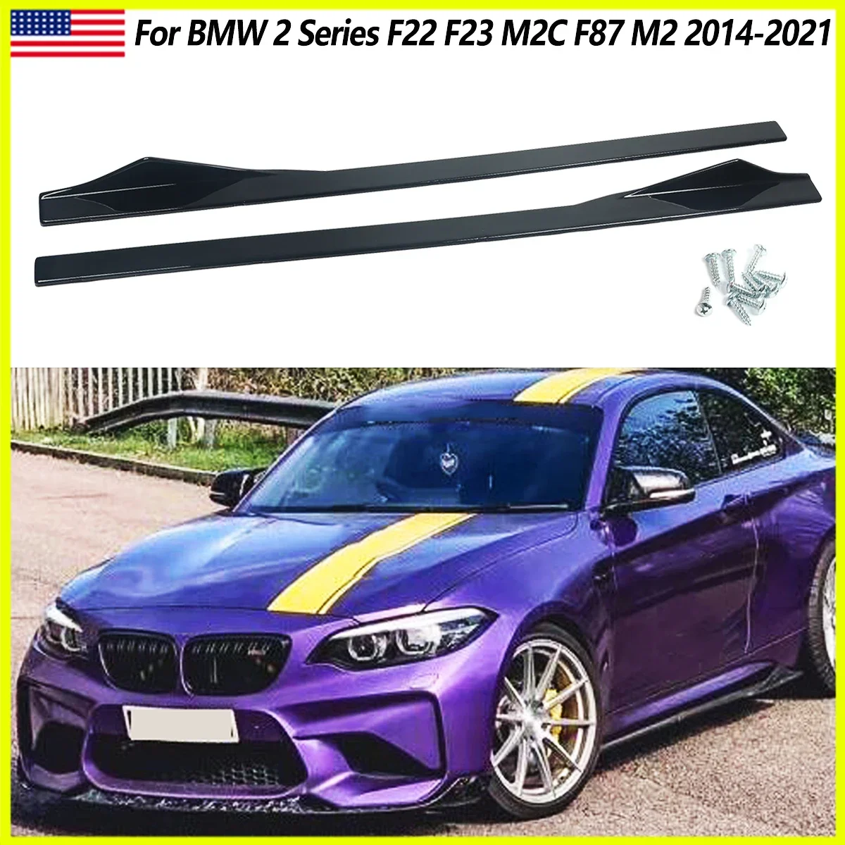 

MagicKit GLOSS BLACK FOR BMW F22 F23 M PERFORMANCE STYLE Side Skirt Extension Rocker Plate Lip Separator Bumper 2013-2018