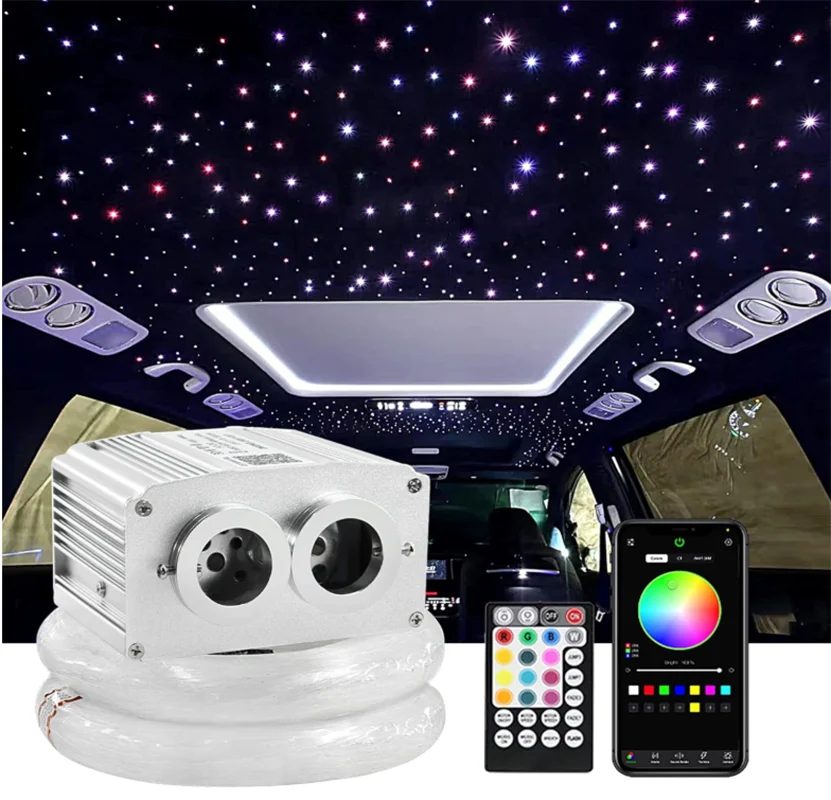 

Оптическое освещение Smart APP 16 Вт, мерцающее волокно, двигатель, радиочастотный кабель управления, звездный эффект, потолочные светильники с двойной головкой, лампа для автомобиля, новая