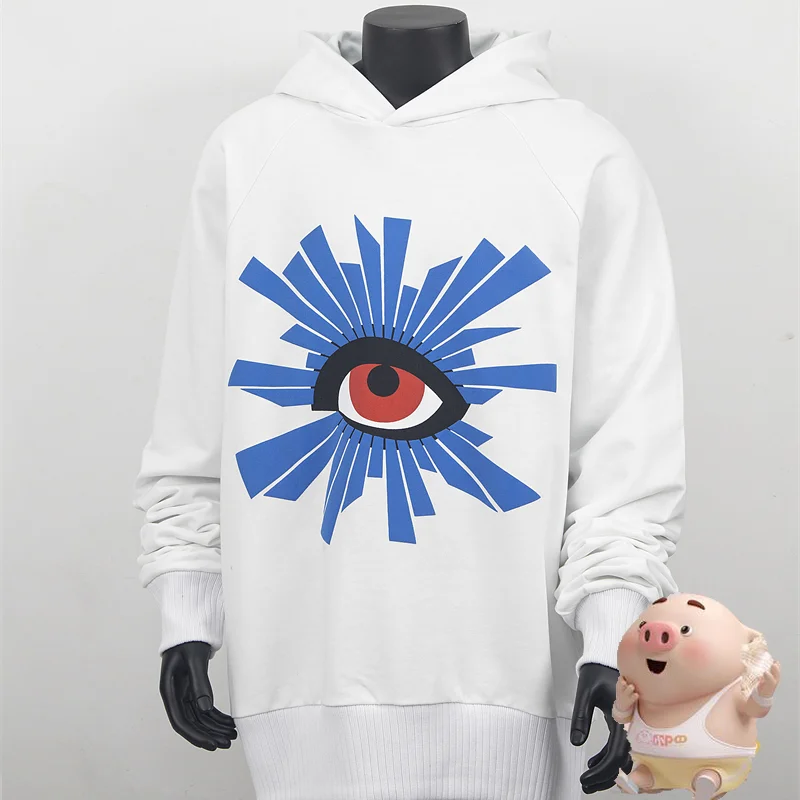 

Hip Hop High Street Foam Letters Eye Puff Print HOUSE OF ERRORS Pullover Hooded Men Women Couple Oversized Hoodie