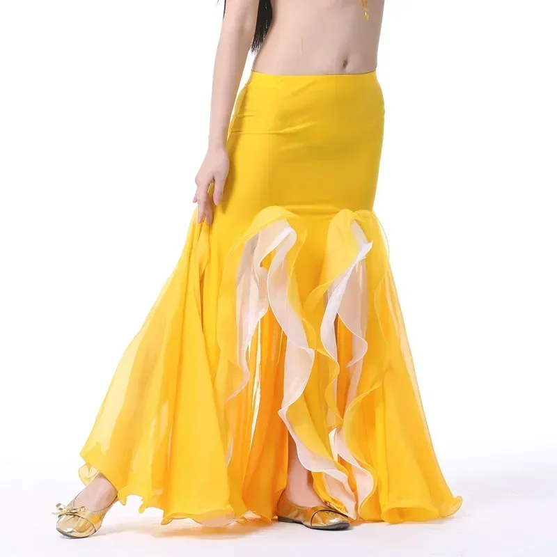 

Belly Dance Skirt FishTail Skirt Sexy Full Dress Indian Dance Perform Practic Low Slit Dress 7 colors