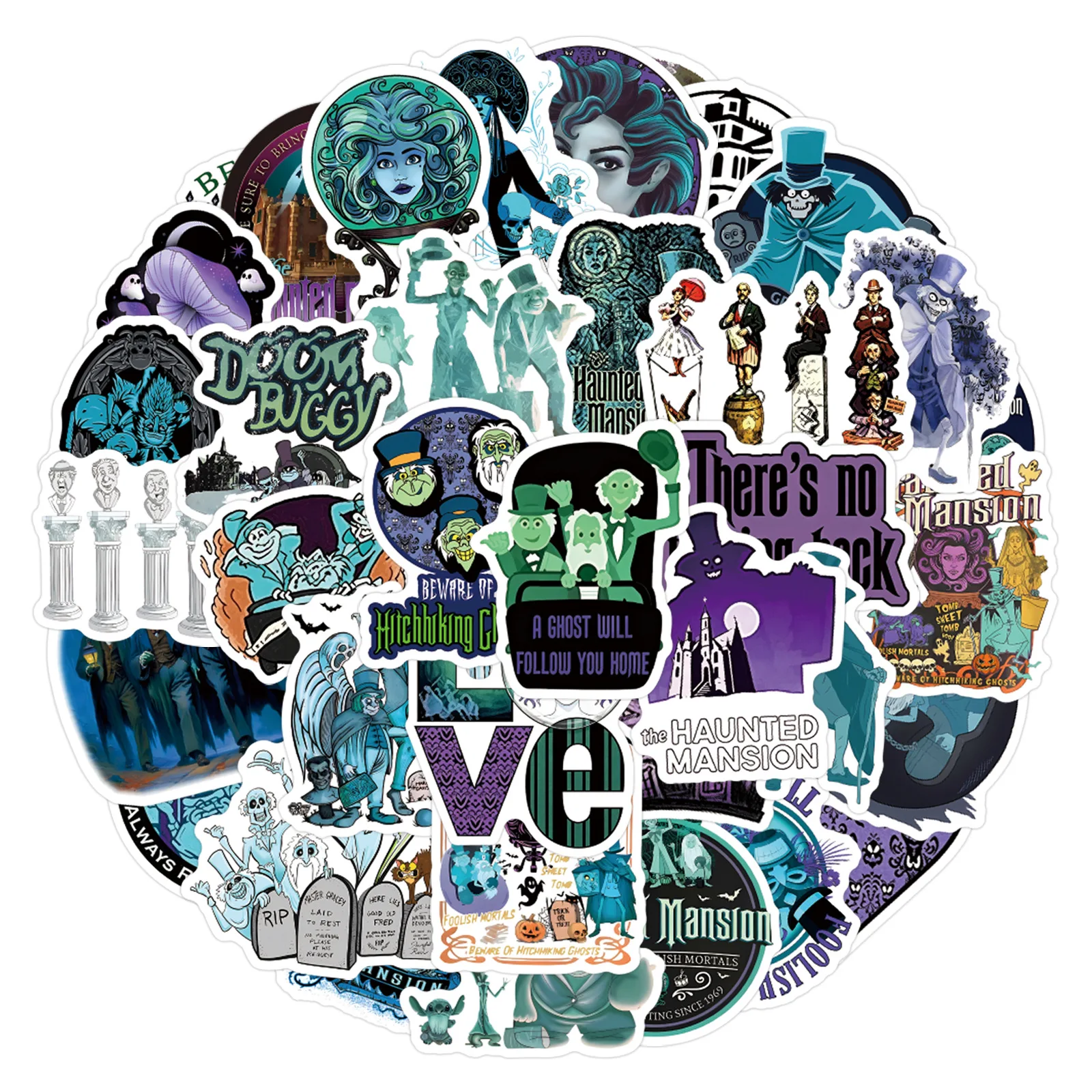 55‑piece Haunted Mansion Horror Movie Graffiti Stickers for Cars, Luggage and Water Cups