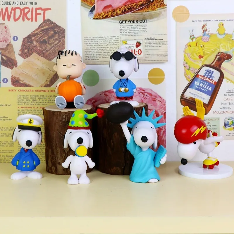 Novo concerto série snoopy 6 pçs japão dos desenhos animados amendoim mini figura modelo brinquedos decoração de mesa modelo presente aniversário presentes natal
