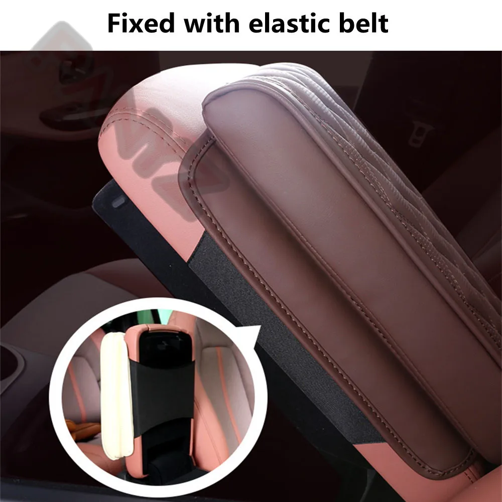 1pcs Universal Car Armrest Box Pad Premium Leather Center Console Armrest Cushion Armrest Pillow Pink Car Interior Accessories