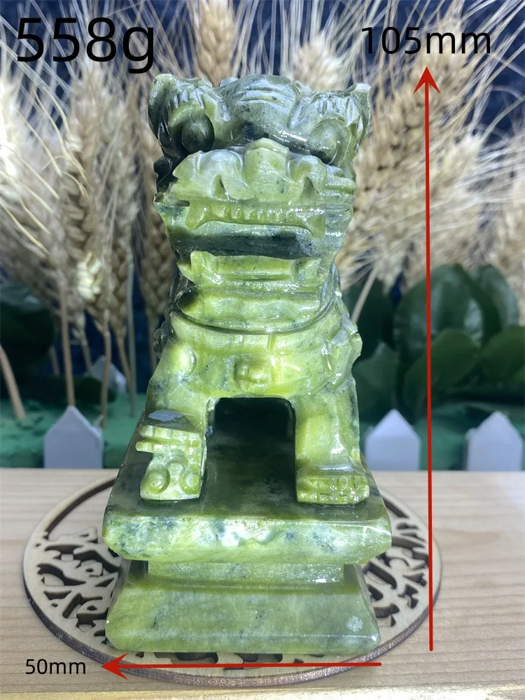 Imagem -02 - Chinese Mainland Green Jade Objetos Esculpidos à Mão Aura Feng Shui Gatekeeper Town House Lion Decoração de Escritório Decoração de Casa Par