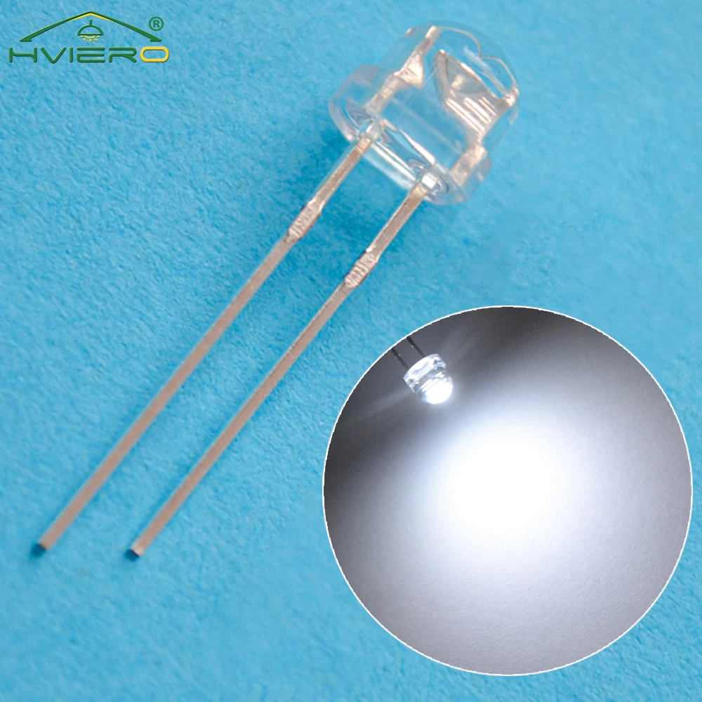 100Pcs 5mm LED Straw Hat White Red Green Blue Yellow Smd Smt Water Clear Bright Wide Angle Emitting Diode Bulb DIY Lights Bead