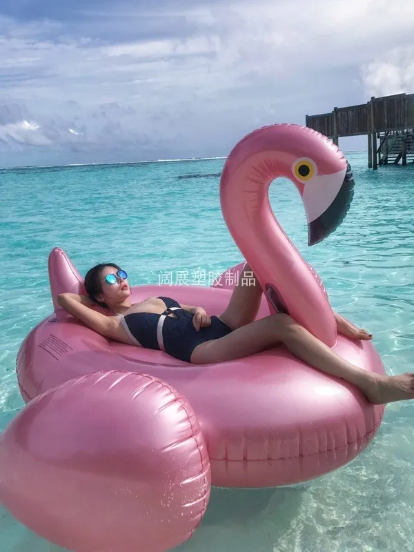 

Environmentally friendly thickened inflatable pearlescent gold champagne gold rose gold flamingo swan mount floating flamingo sw