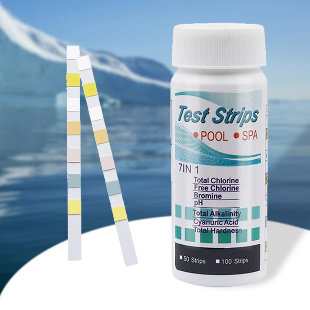 50/100PCS Water Test PH Strips Multipurpose 7 IN1 Residual Chlorine Value Alkalinity Hardness Tester Easy Detection