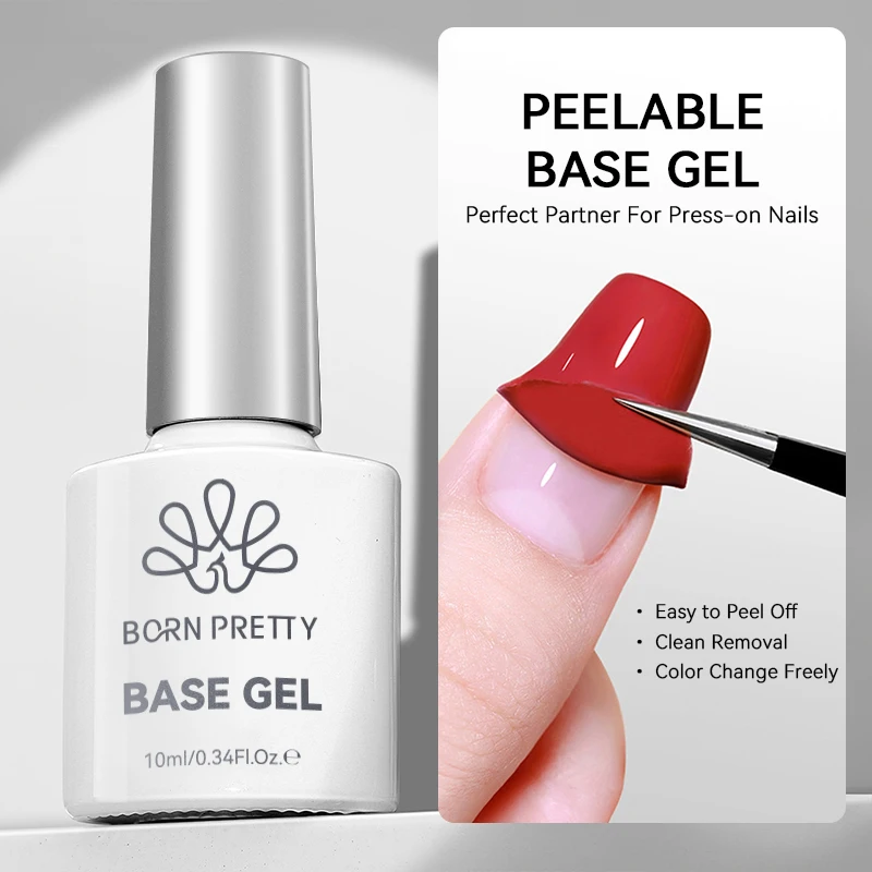 BORN PRETTY 10ml Peel-Off Base Gel Transparentes Semi-Permanentes Gel für Nagelkunst-Praxis & Schutz Ohne Entferner UV Soak-Off Gel