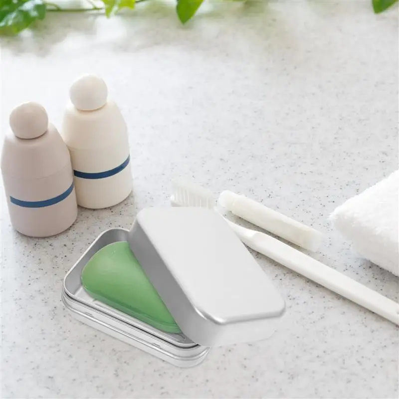 Practical Soap Box with Lid Aluminum Tin Square Soap Holder Box Travel Soap Storage Case Prevent Soap Dissolving Bathroom Supply