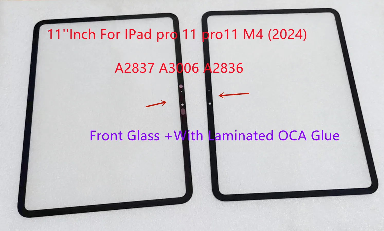 New 11''Inch For IPad pro 11 pro11 M4 (2024) A2837 A3006 A2836 Touch Screen Front Glass Panel +With Laminated OCA Glue 100% Test