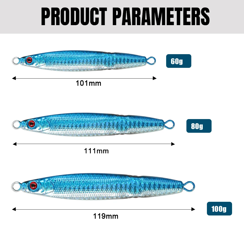 JIGGING PRO Metal Jig 60g 80g 100g Luminous Glow Fast Sinking Slow Jigging Saltwater Fishing Lure - view 2