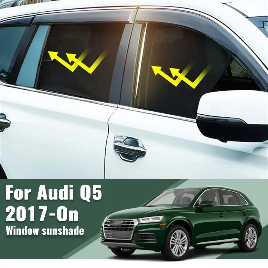 

For Audi Q5 FY 2018-2023 2024 Rear Side Window Sun Shade Visor Car Sunshade Accessories Front Windshield Mesh Vehicle Curtain