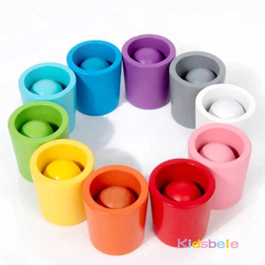 Montessori Frühe Bildung 10, Farbe Tasse Holz Sensorischen Spielzeug Für Kleinkind Farbe Passenden Sortierung Erkenntnis Spiel Geburtstag Party Geschenk