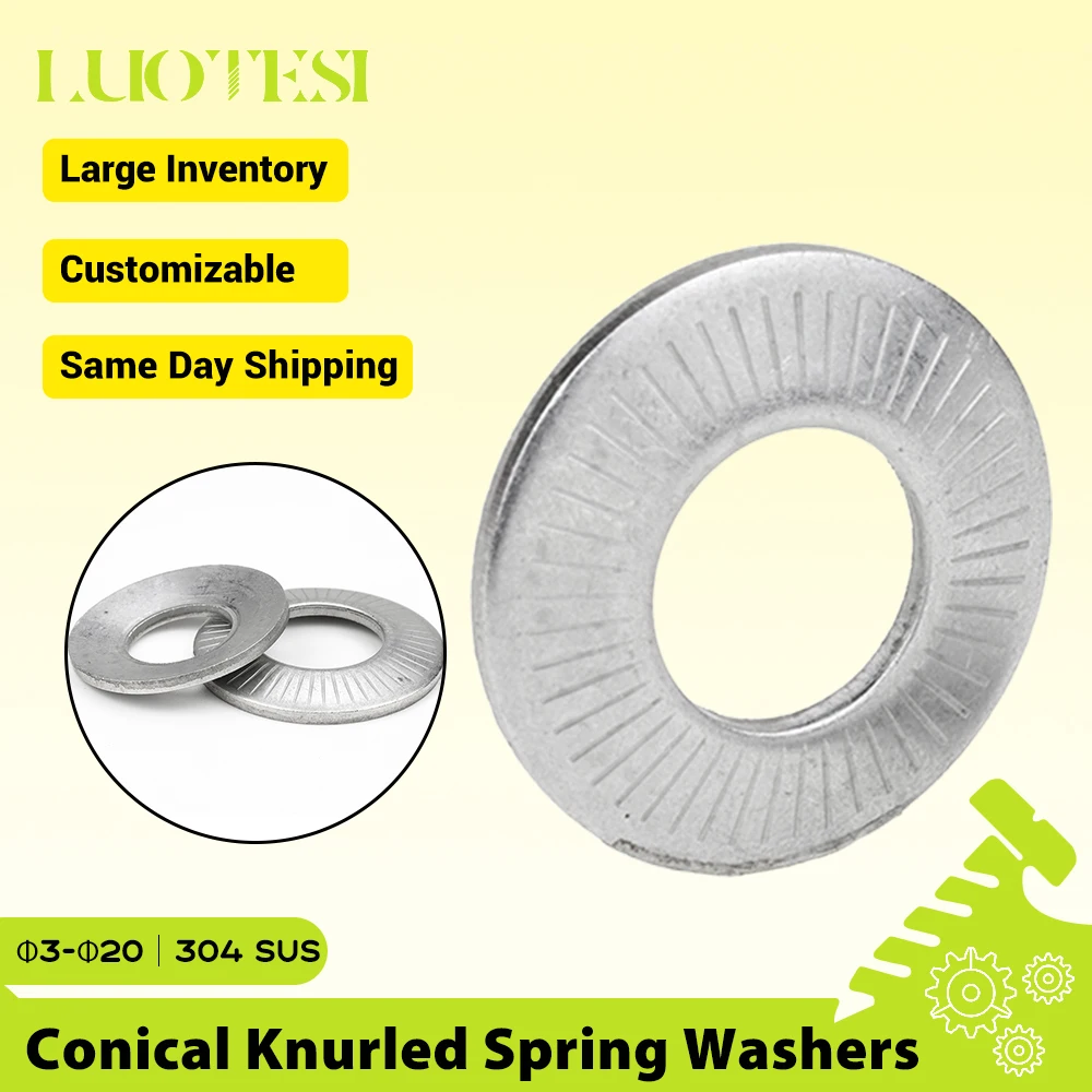 Conical knurled Spring Washers 304 Stainless Steel M3 M4 M5 M6 M8 M10 M12 M14 M16 M20 1~50pcs Disc Serrated Spring Lock Washer