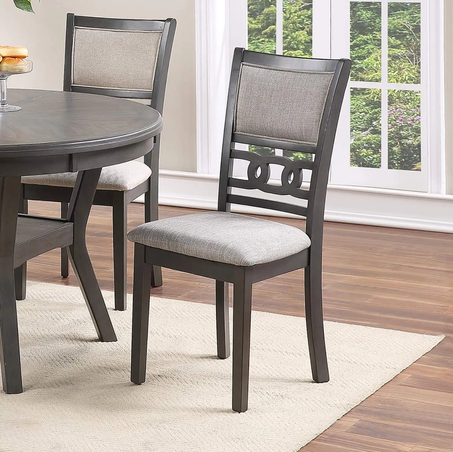 Cafeteria Furniture Commercial Furniture Solid Wood Chair Cafe Chair Restaurant Chairs Set of 2 Cushion Seats Unique Back