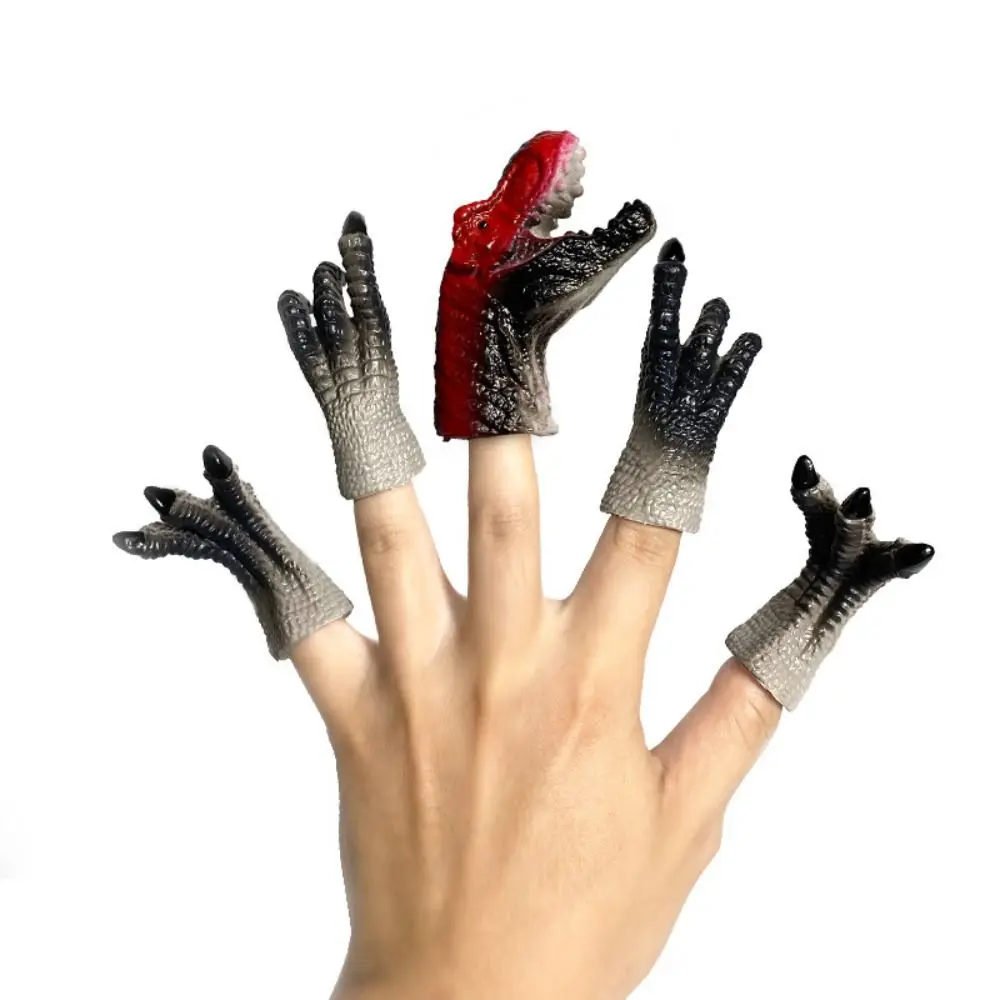 5 szt. Kreskówkowe Dinozaury Pacynki na Palce Zabawki Pacynki Ręczne Lalki na Palce Głowa Dinozaura Pacynka Ręczna Gumowa Mini