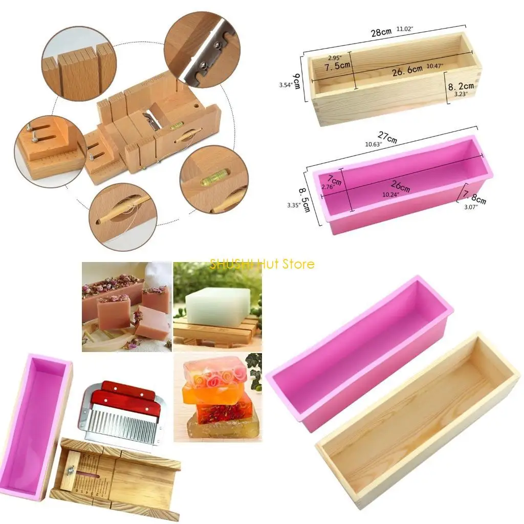 

Практичный набор для острого резака для мыла, набор деревянных коробок, креативный ломтик из нержавеющей стали D57B