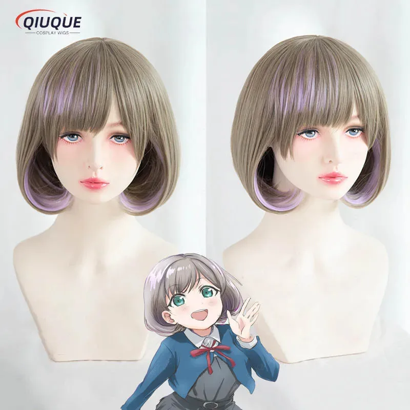 

qq28LQАниме LoveLive!СуперЗвезда!! Tang Keke Косплей Короткий Боб Льняной Фиолетовый Термостойкие Синтетические Волосы Аниме Парики + Кепка Для Парика