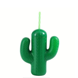 1pc, Cactus Cups Fiesta Party Decor, Cactus Party Cups With Straw And Lid Funny Novelty Drinking Cup, Reusable