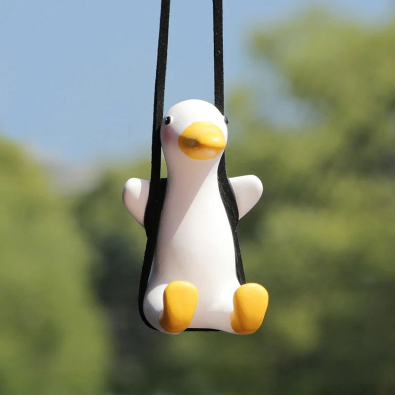 New Duckling Swing Car Hanger Decoration Cute Duck Car Rearview Mirror Hanger Auto Rear View Mirror Pendant Interior Accessories