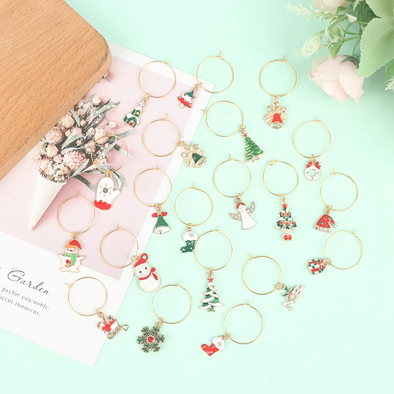 15/20pcs Christmas Wine Cup Decorations Wine Glass Charms Delicate Durable Wine Cup Tags  Wine Cup Markers For House Party