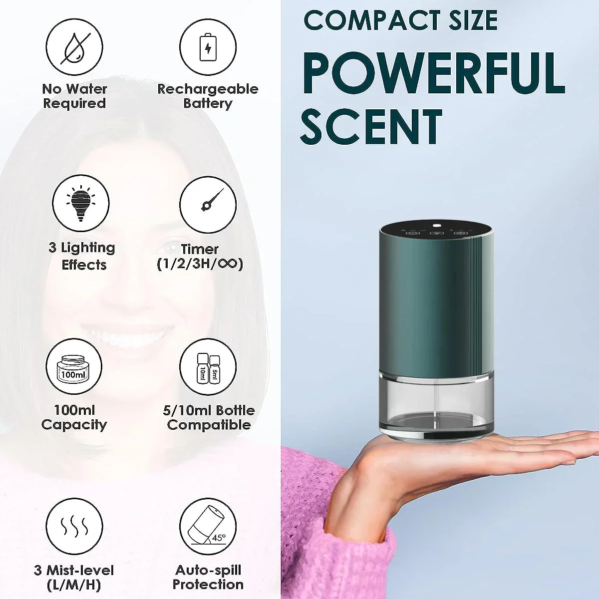 Bezwodny dyfuzor samochodowy do olejków eterycznych rozpylający nebulizator przenośny dyfuzor zapachowy do aromaterapii maszyna pneumatyczna