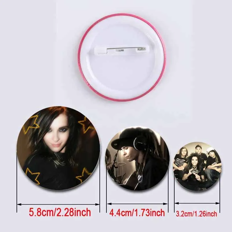 Retro Rock Band Tokio Hotel Brooch Pins Bill Kaulitz Pink Button Pin Gothic Badge Shirt Hat Accessories Decor Fans Collect Gifts