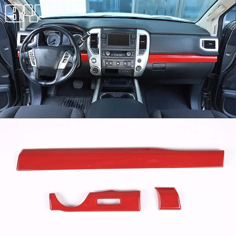 For Nissan Titan 2016-2023 ABS Carbon Fiber Car Center Console Dashboard Trim Strip Sticker Interior Accessories LHD