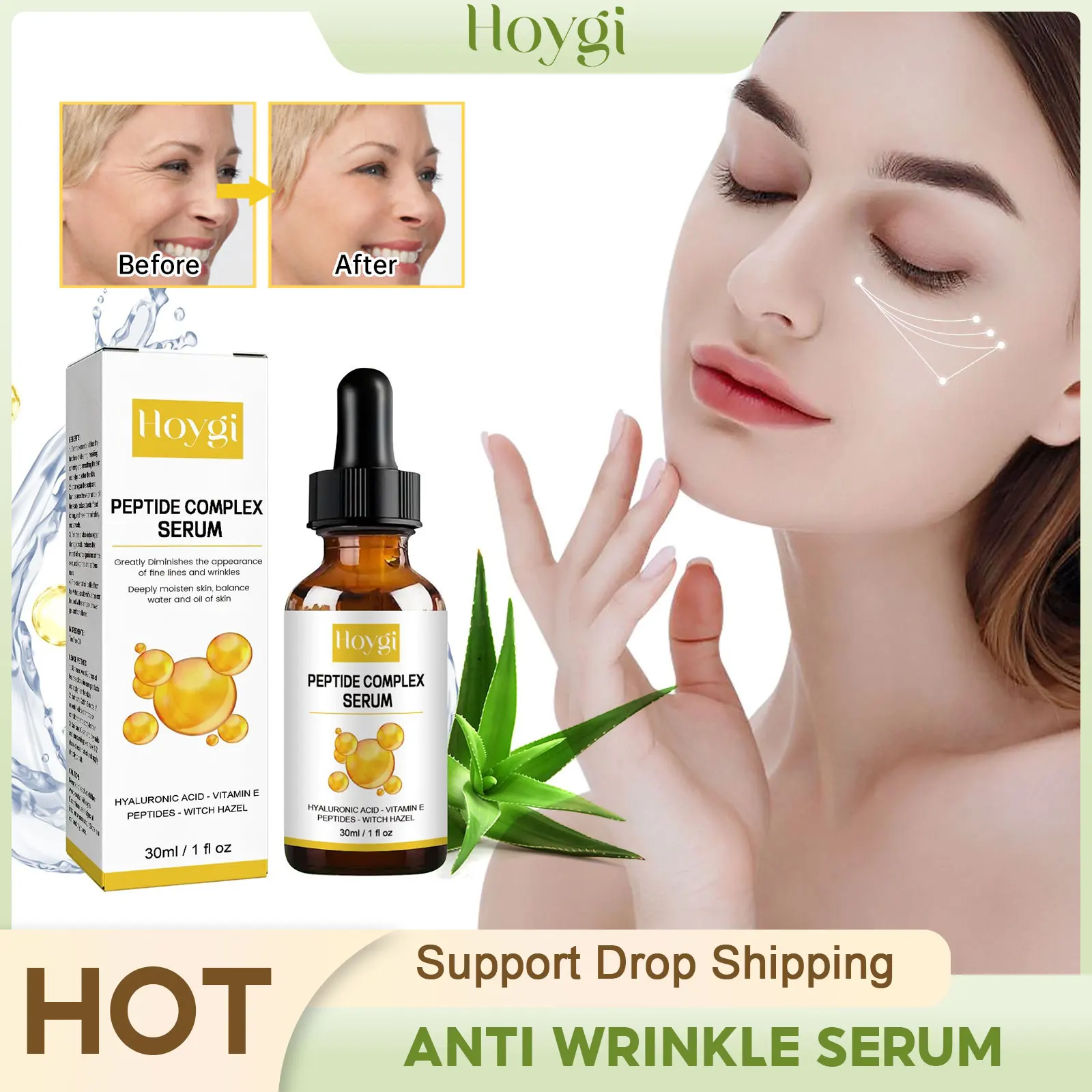 

Wrinkle Removal Serum Lighten Fine Line Reduce Large Pores Fade Acne Mark Freckle Moisturizer Anti Aging Hyaluronic Acid Essence