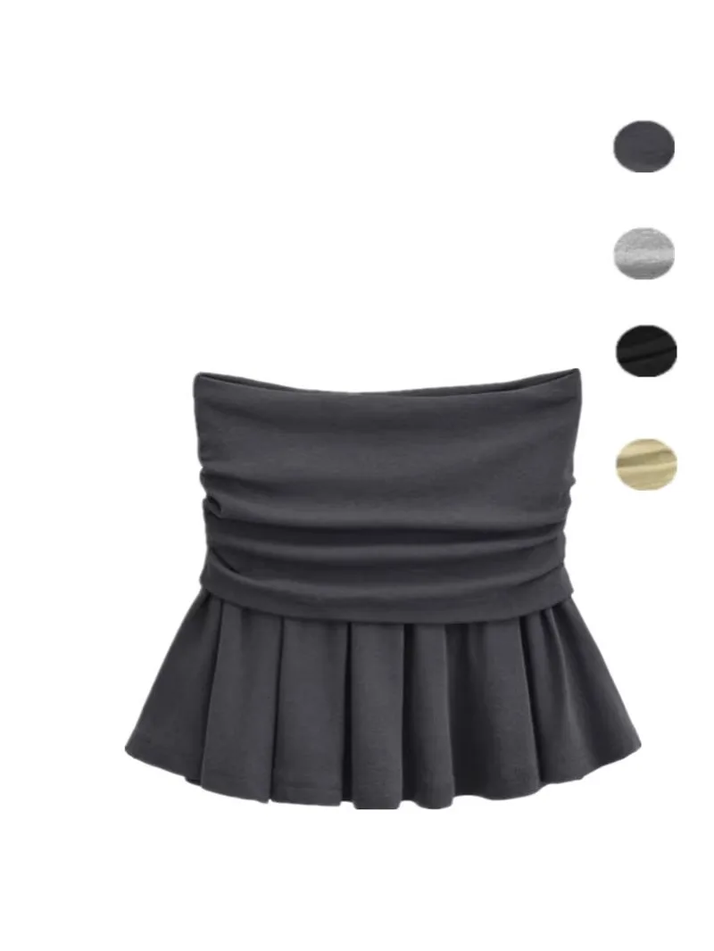 

Pure Desire Retro Pleated Ballet ort Skirt Anti-Light Sexy A-Line Skirt Street Sle mid Waist Color Slimming