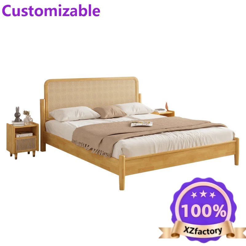 Factory Direct 2026 Mobili per camera da letto moderni in legno massello di pino naturale Letti matrimoniali Queen King Size