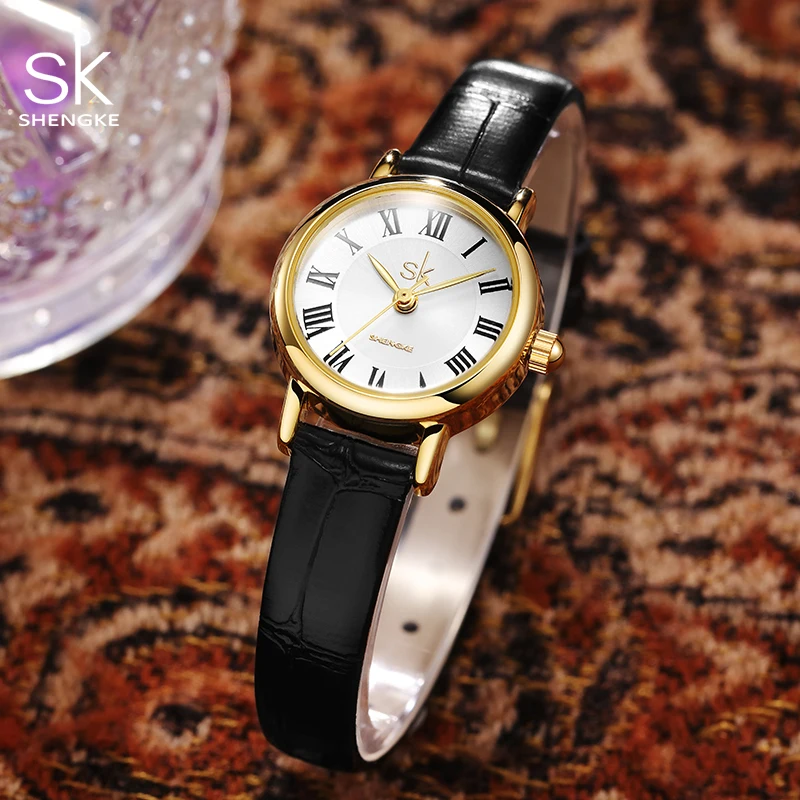 Shengke New Elegant Design Ladies Quart Watches Fashion Original Golden Case Top Luxury Women\'s Wrist Watch Relogio Feminino