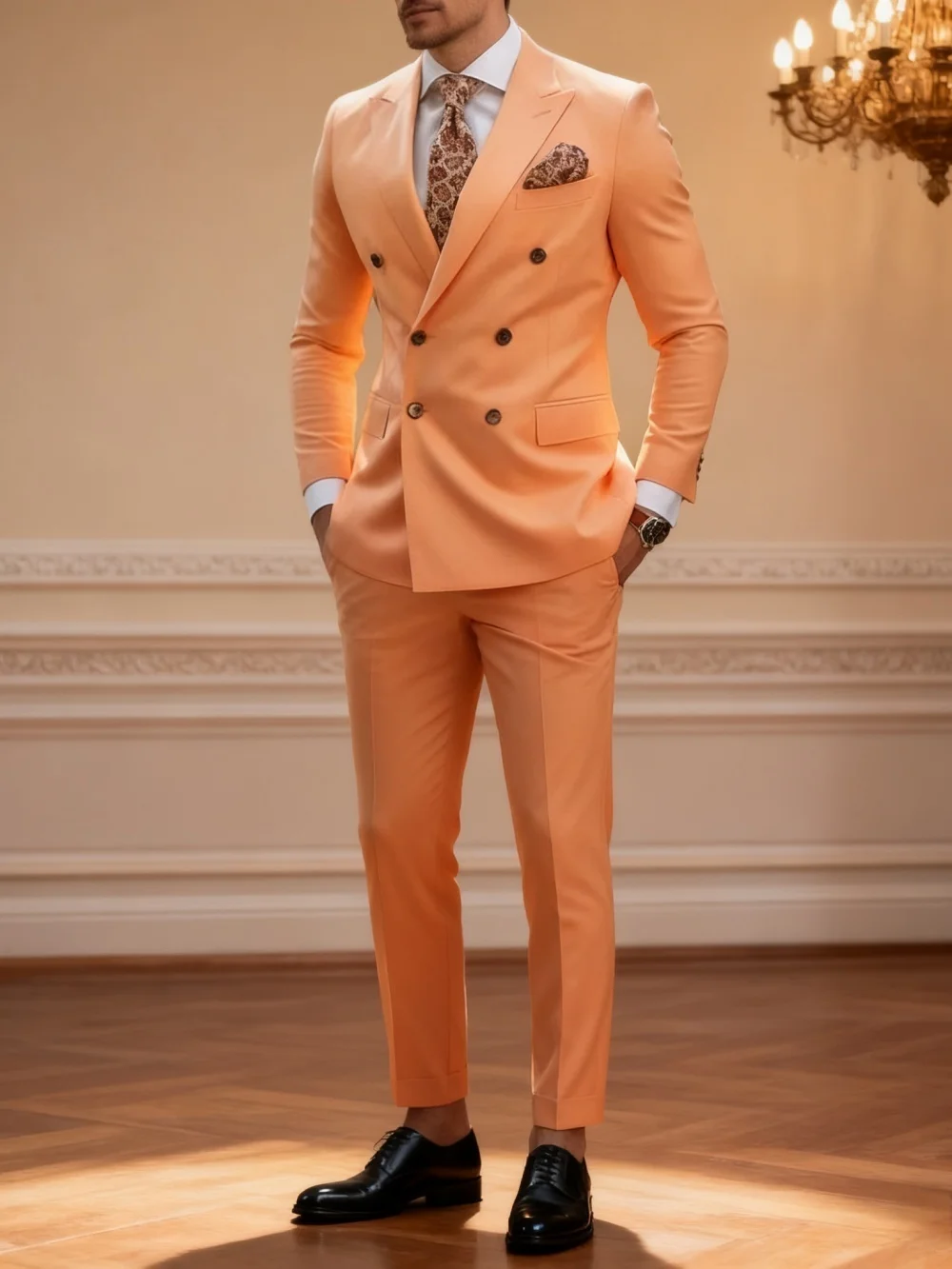 Formal Double-Breasted Men's Suit Set For Wedding Classic Business 2PCS Men's Suit Set Including Jacket Pants Customized - Image 3