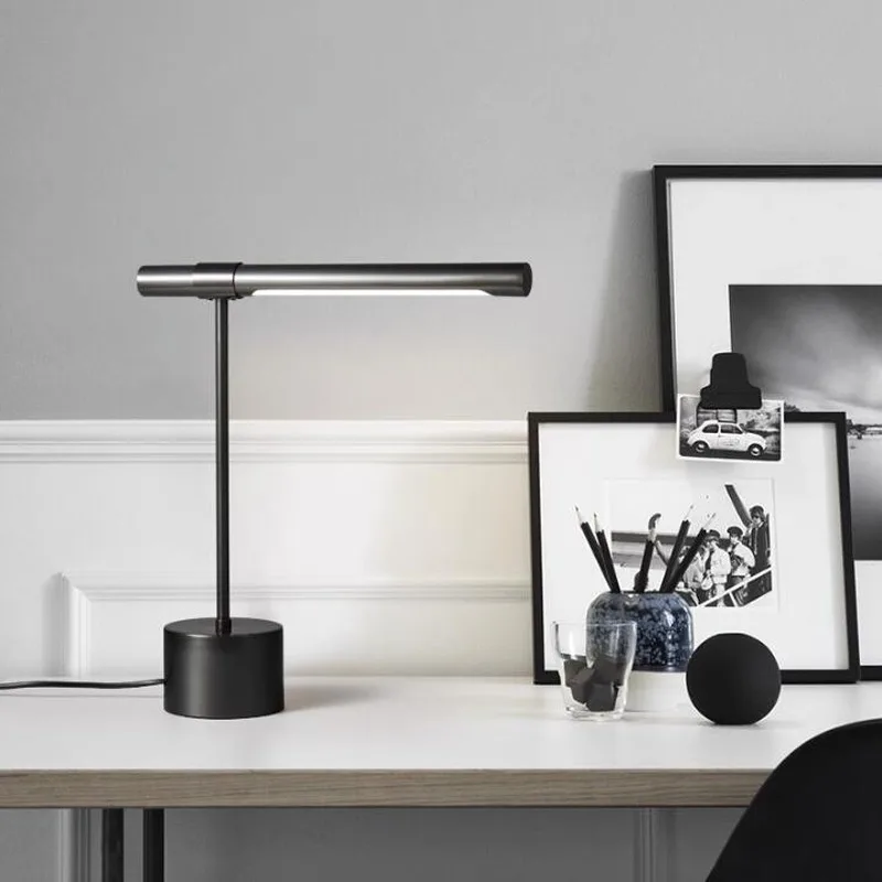 All copper minimalist protective LED learning reading work desk lamp, living room study bedroom bedside table lamp