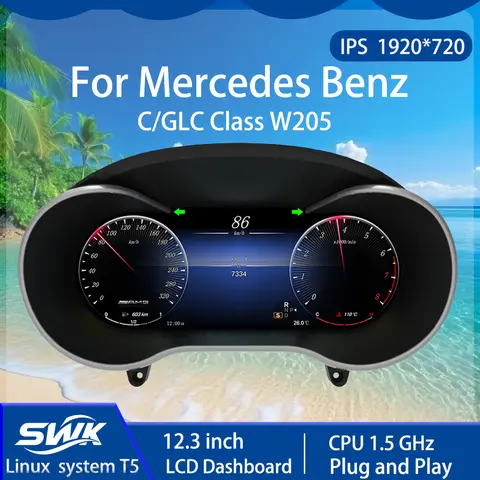 메르세데스 벤츠 C/GLC 클래스 W205 차량용 스마트 LCD 디지털 대시보드 12.3'' 리눅스 시스템 플러그 앤 플레이 고성능