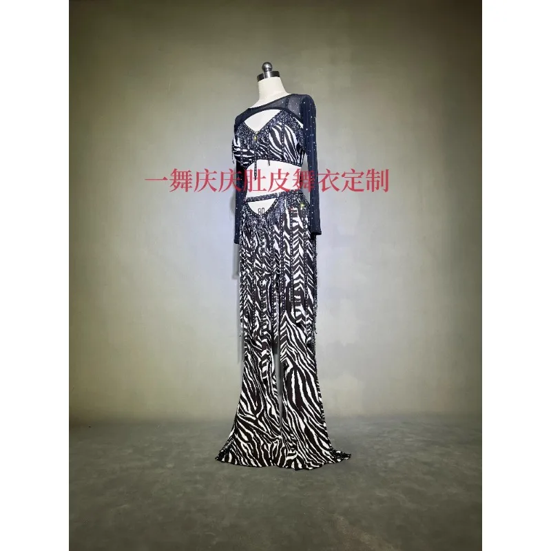 맞춤형 벨리 댄스 의상 공연 복장 얼룩말 패턴 세트 퓨전 바람 격려 연습 드레스 밸리 댄스 슈트